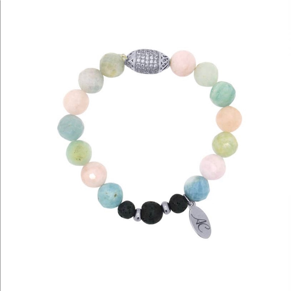 Aquamarine & Morganite Aromatherapy Lava Diffuser Bracelet